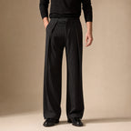 Pinstripe Trousers Wide Leg Black in Black – Tarlano Premium Menswear