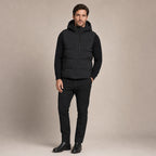 Long Puffer Vest Hooded Windproof Zip-Up Black – Product Photo