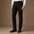 Dress Pants Striped Slim Fit Black – Side Angle View