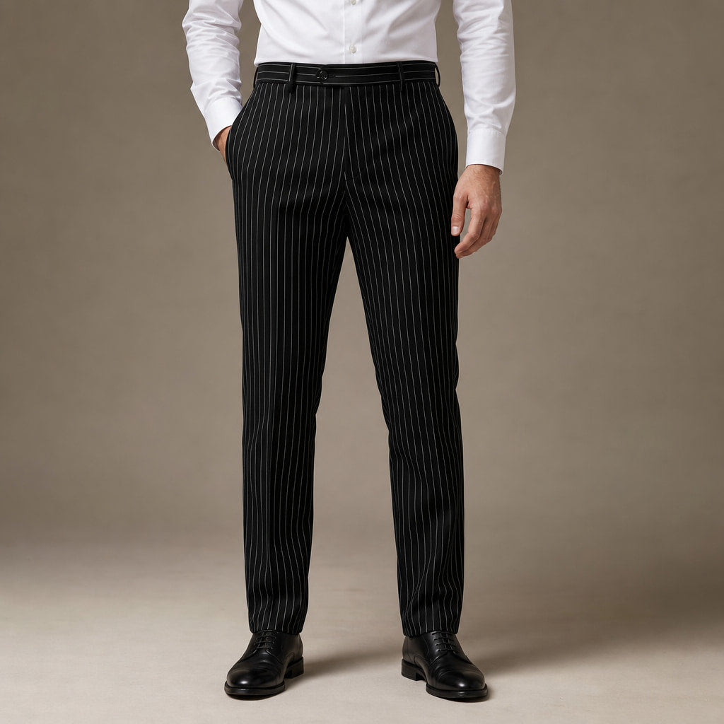 Dress Pants Striped Slim Fit in Black – Tarlano Premium Menswear