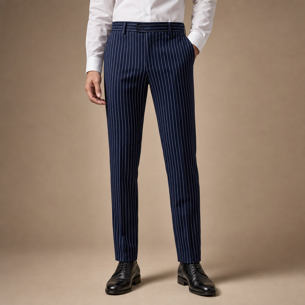 Dress Pants Striped Slim Fit in Navy – Tarlano Premium Menswear