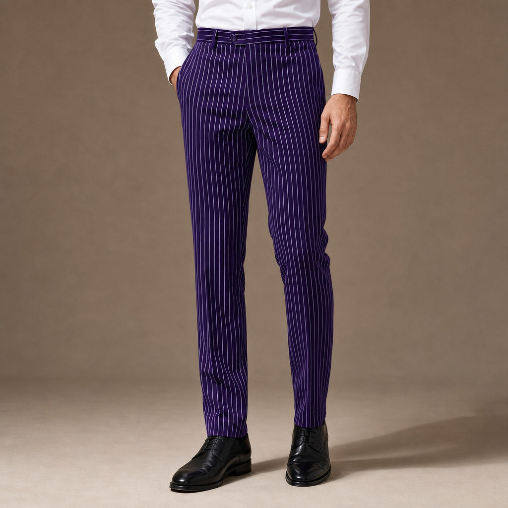 Dress Pants Striped Slim Fit in Purple – Tarlano Premium Menswear