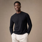 Crew Neck T-Shirt Combed Cotton Black – Product Photo