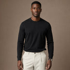 Crew Neck T-Shirt Combed Cotton in Black – Tarlano Premium Menswear