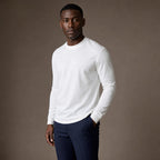 Crew Neck T-Shirt Combed Cotton White – Side Angle View