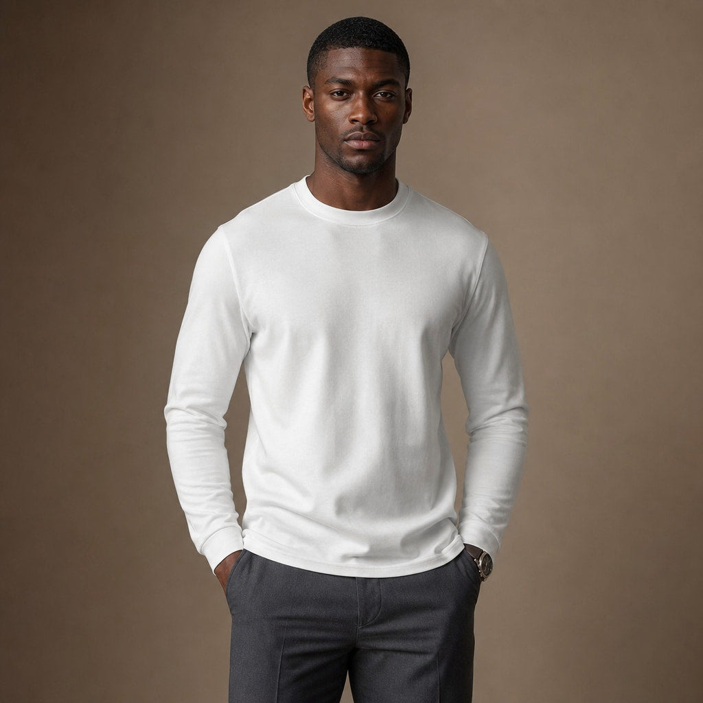 Crew Neck T-Shirt Combed Cotton White – Product Photo