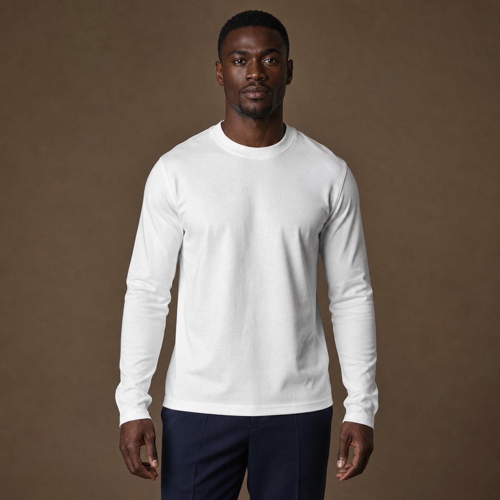 Crew Neck T-Shirt Combed Cotton in White – Tarlano Premium Menswear