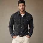 Western Shirt Pearl Snap Washed Finish Black – Product Photo