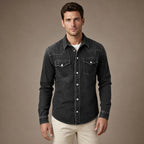Western Shirt Pearl Snap Washed Finish in Black – Tarlano Premium Menswear