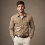 Western Shirt Pearl Snap Washed Finish Brown – Product Photo
