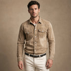 Western Shirt Pearl Snap Washed Finish in Brown – Tarlano Premium Menswear