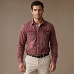 Western Shirt Pearl Snap Washed Finish in Red – Tarlano Premium Menswear