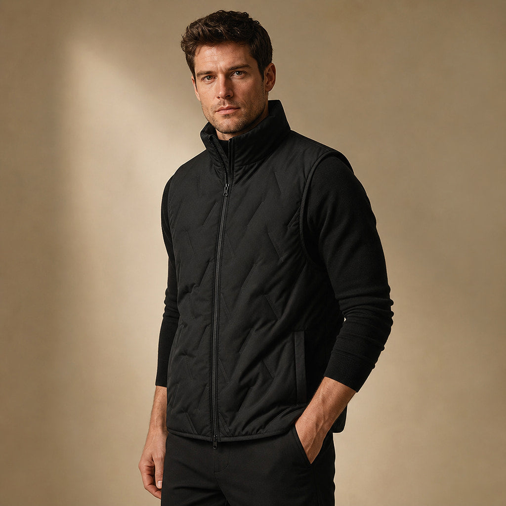 Sherpa Vest Water-Resistant Plush Lining Black – Side Angle View