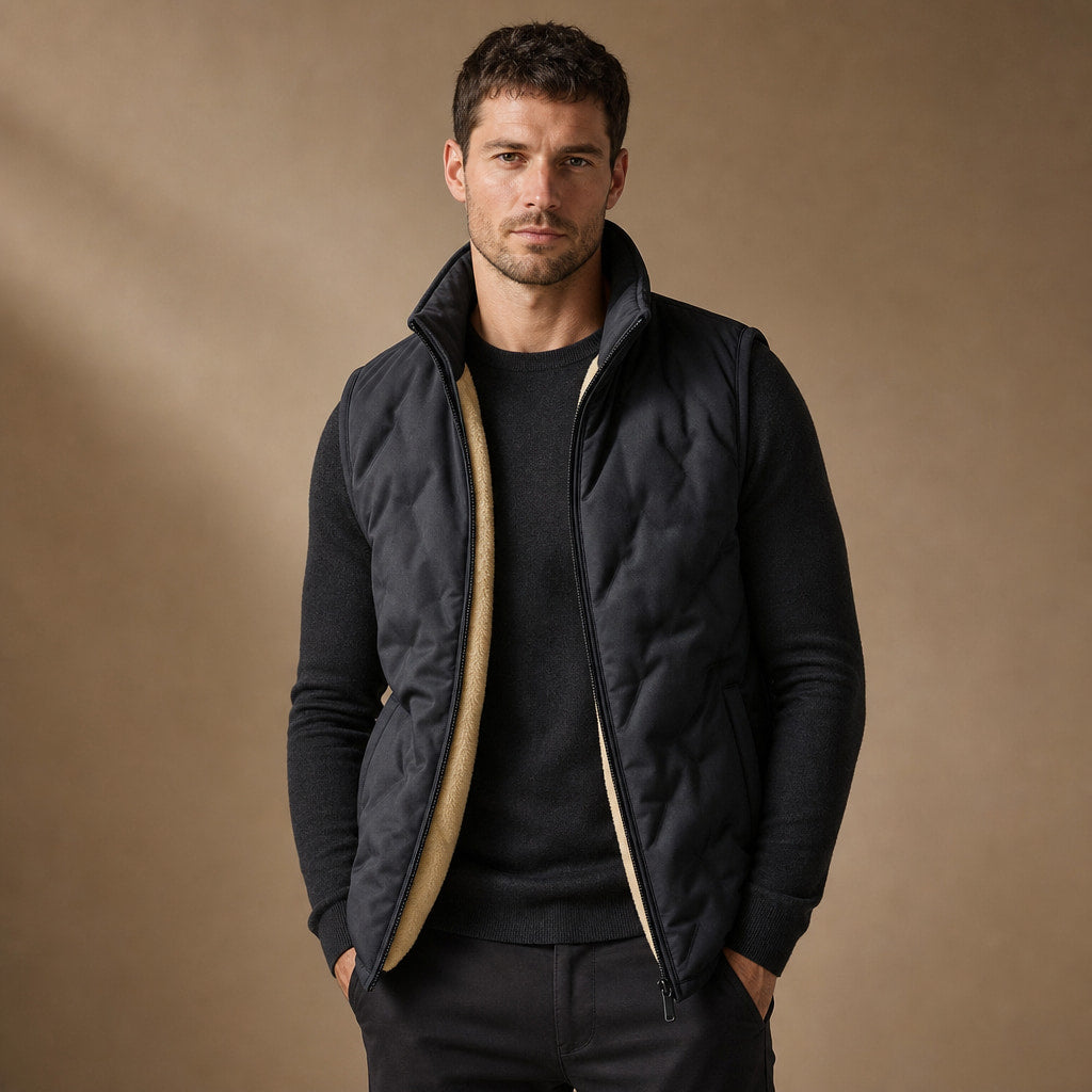 Sherpa Vest Water-Resistant Plush Lining Dark Gray – Product Photo
