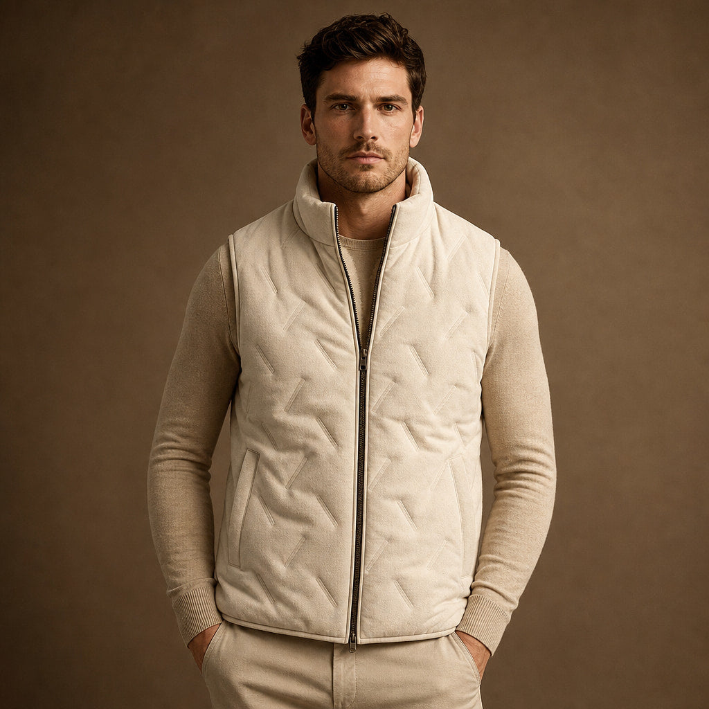 Sherpa Vest Water-Resistant Plush Lining in White – Tarlano Premium Menswear