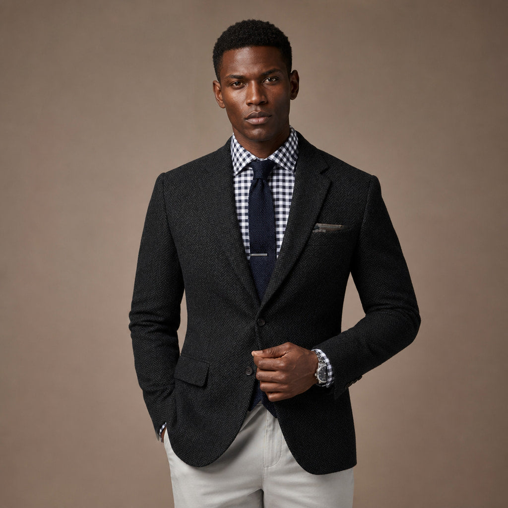 Herringbone Blazer Slim Fit Black – Product Photo