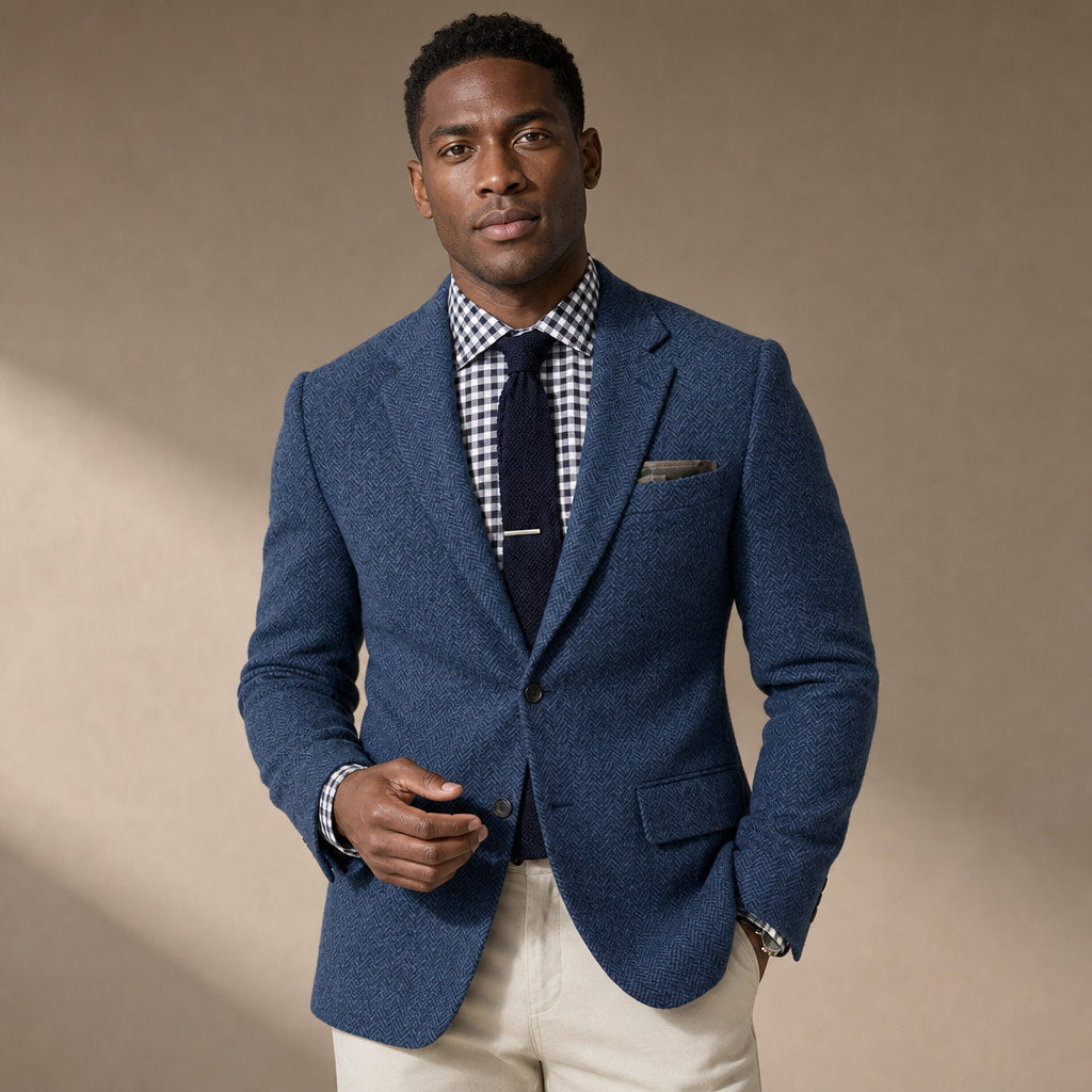 Herringbone Blazer Slim Fit Blue – Product Photo