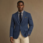 Herringbone Blazer Slim Fit in Blue – Tarlano Premium Menswear
