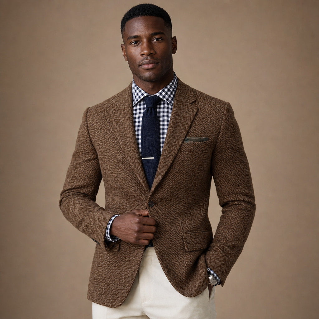 Herringbone Blazer Slim Fit Brown – Product Photo