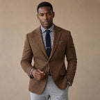 Herringbone Blazer Slim Fit in Brown – Tarlano Premium Menswear