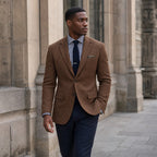 Herringbone Blazer Slim Fit Brown – Styled Editorial Shot