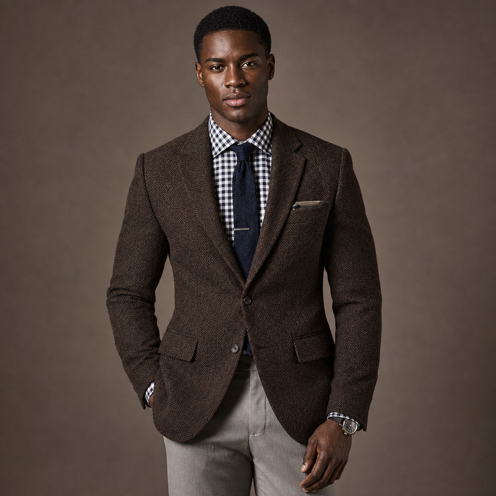 Herringbone Blazer Slim Fit Coffee – Product Photo
