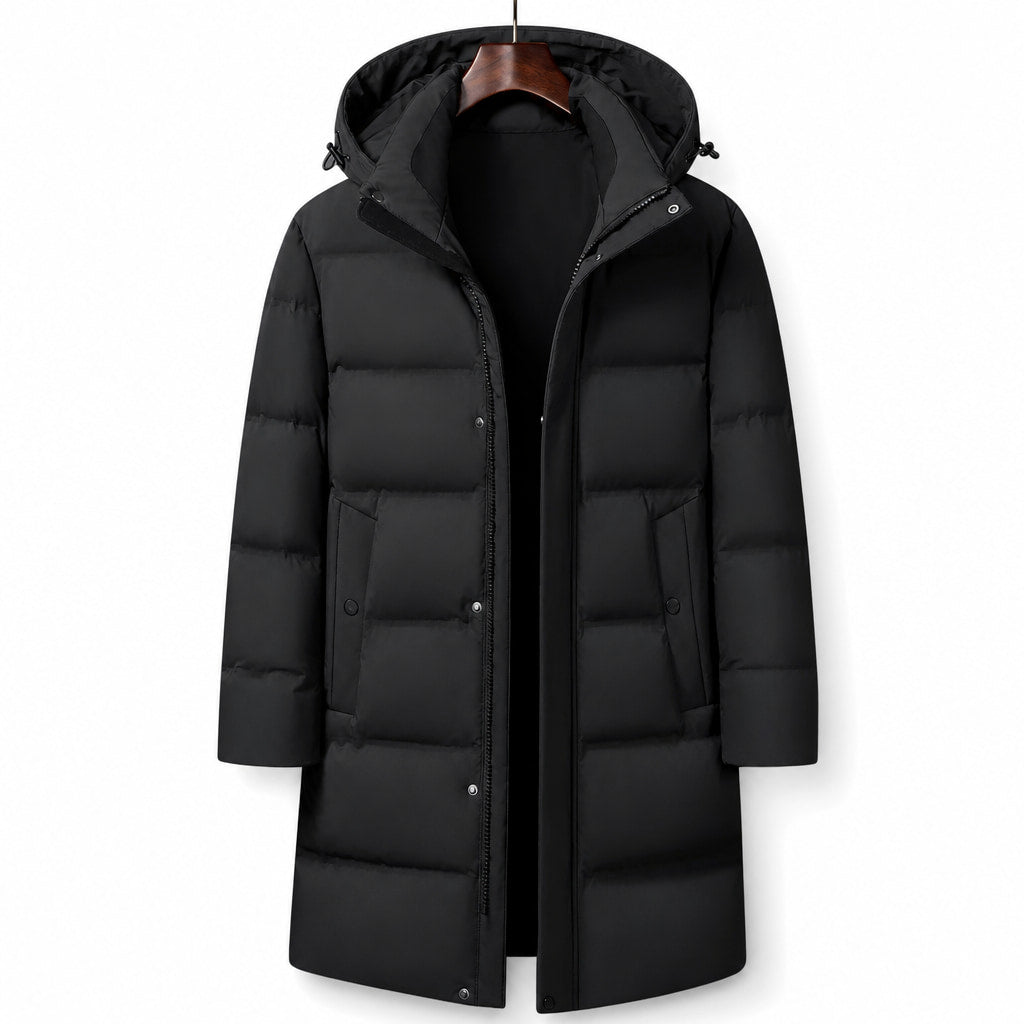 Packable Down Coat Hooded Parka Black – Product Photo