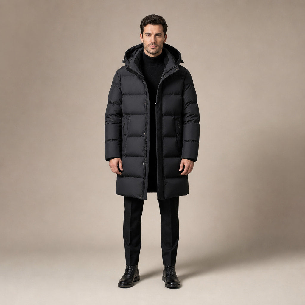 Packable Down Coat Hooded Parka in Black – Tarlano Premium Menswear