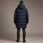 Packable Down Coat Hooded Parka Dark Blue – Full Look