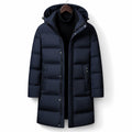 Packable Down Coat Hooded Parka Dark Blue – Product Photo