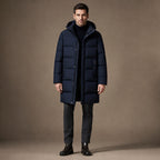 Packable Down Coat Hooded Parka in Dark Blue – Tarlano Premium Menswear