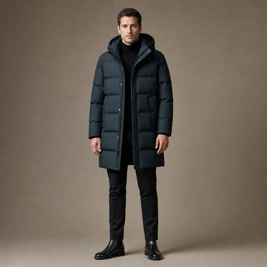 Packable Down Coat Hooded Parka in Dark Green – Tarlano Premium Menswear