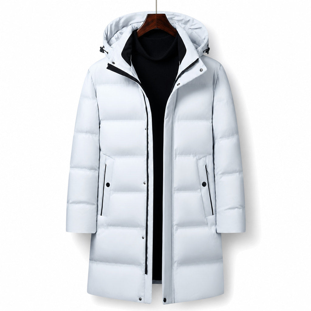 Packable Down Coat Hooded Parka White – Product Photo