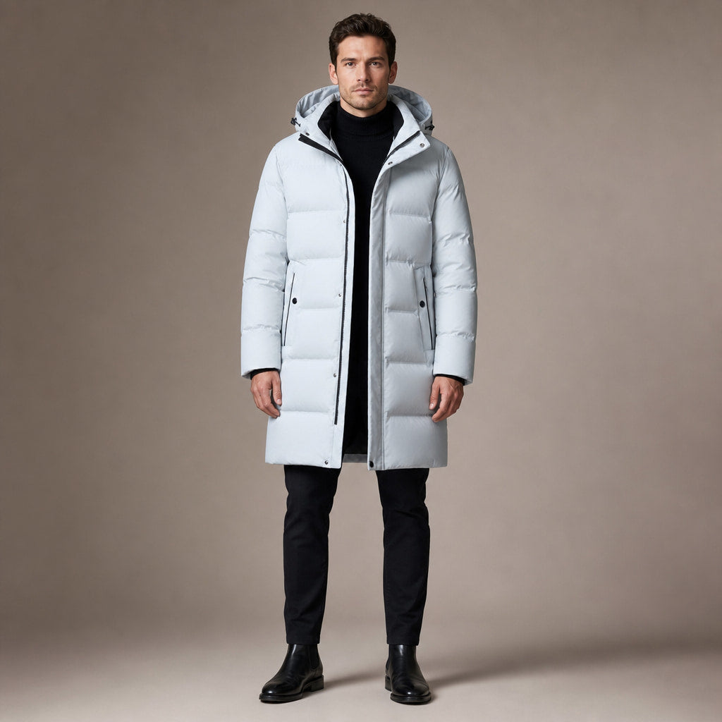 Packable Down Coat Hooded Parka in White – Tarlano Premium Menswear