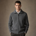 Cardigan Merino Wool Stand Collar Full Zip in Dark Gray – Tarlano Premium Menswear