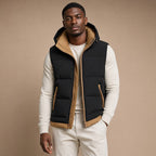 Puffer Vest Detachable Hood Insulated Black – Product Photo