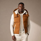 Puffer Vest Detachable Hood Insulated in Khaki – Tarlano Premium Menswear