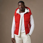 Puffer Vest Detachable Hood Insulated Red – Product Photo