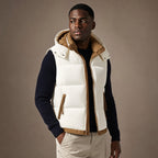 Puffer Vest Detachable Hood Insulated White – Side Angle View