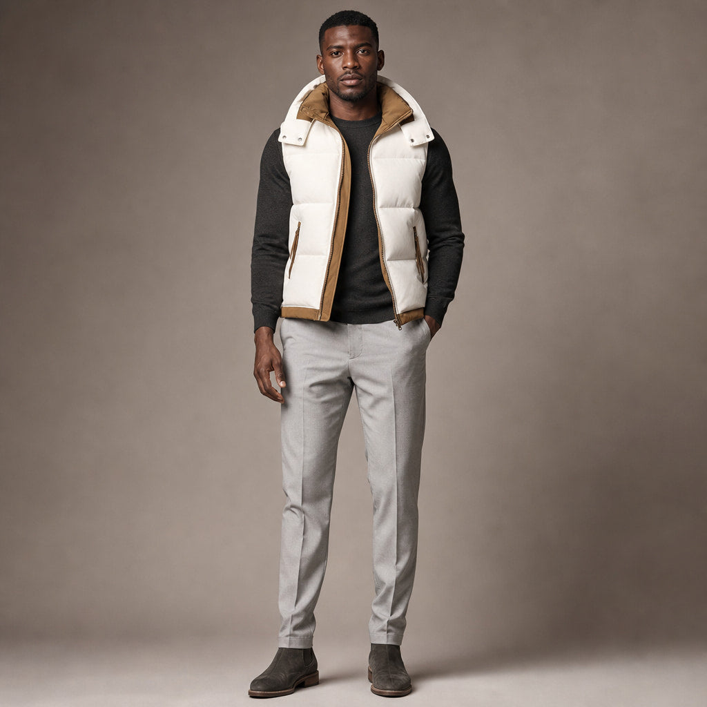 Puffer Vest Detachable Hood Insulated White – Full Look