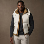Puffer Vest Detachable Hood Insulated White – Product Photo