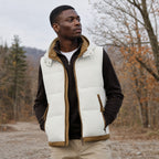 Puffer Vest Detachable Hood Insulated White – Styled Editorial Shot