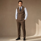 Herringbone Waistcoat Tweed in Brown – Tarlano Premium Menswear