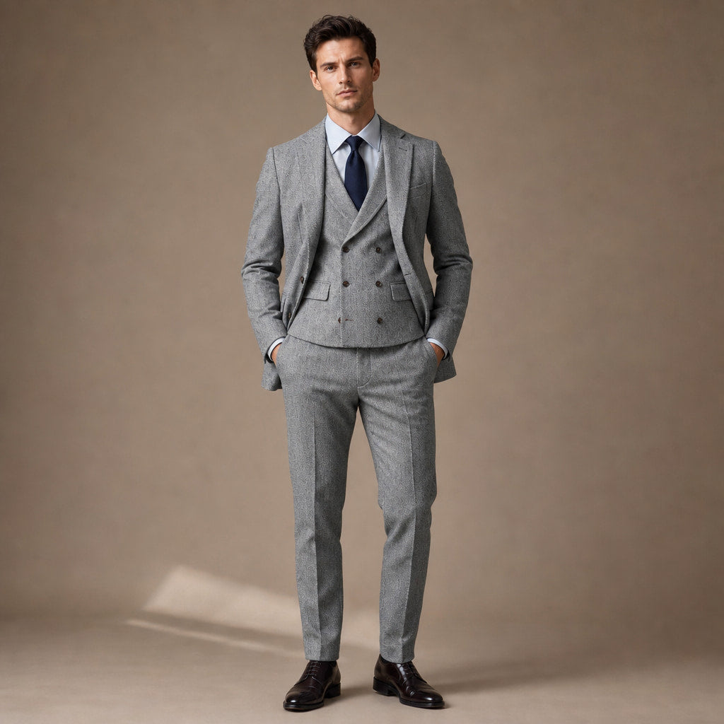 Herringbone Waistcoat Tweed in Gray – Tarlano Premium Menswear