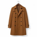 Double Breasted Trench Coat Knee-Length Polyester Brown – Product Photo