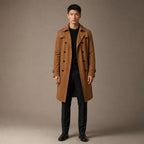 Double Breasted Trench Coat Knee-Length Polyester in Brown – Tarlano Premium Menswear
