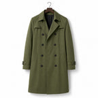 Double Breasted Trench Coat Knee-Length Polyester Green – Product Photo