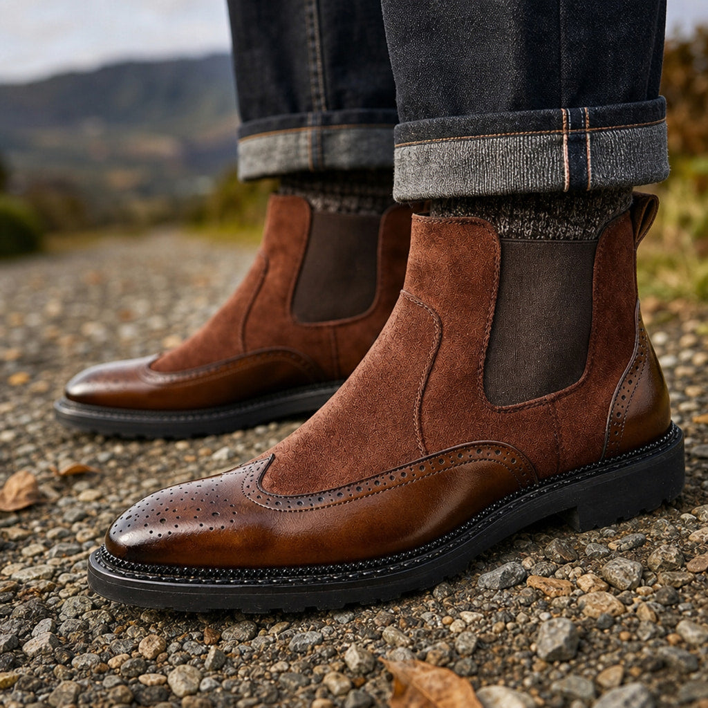 Chukka Boots Leather Cushioned Sole Cognac Brown – Side Angle View