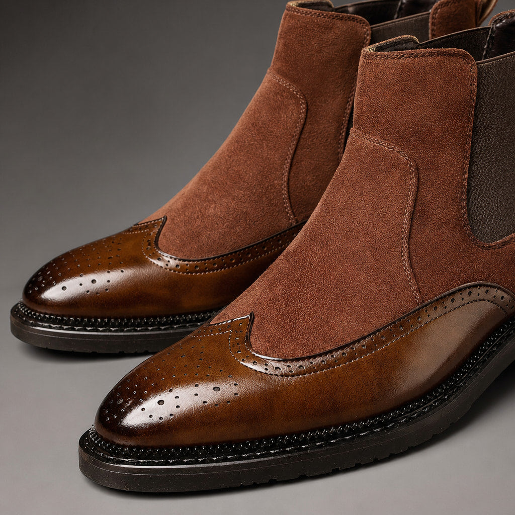 Chukka Boots Leather Cushioned Sole Cognac Brown – Fabric and Detail Close-Up