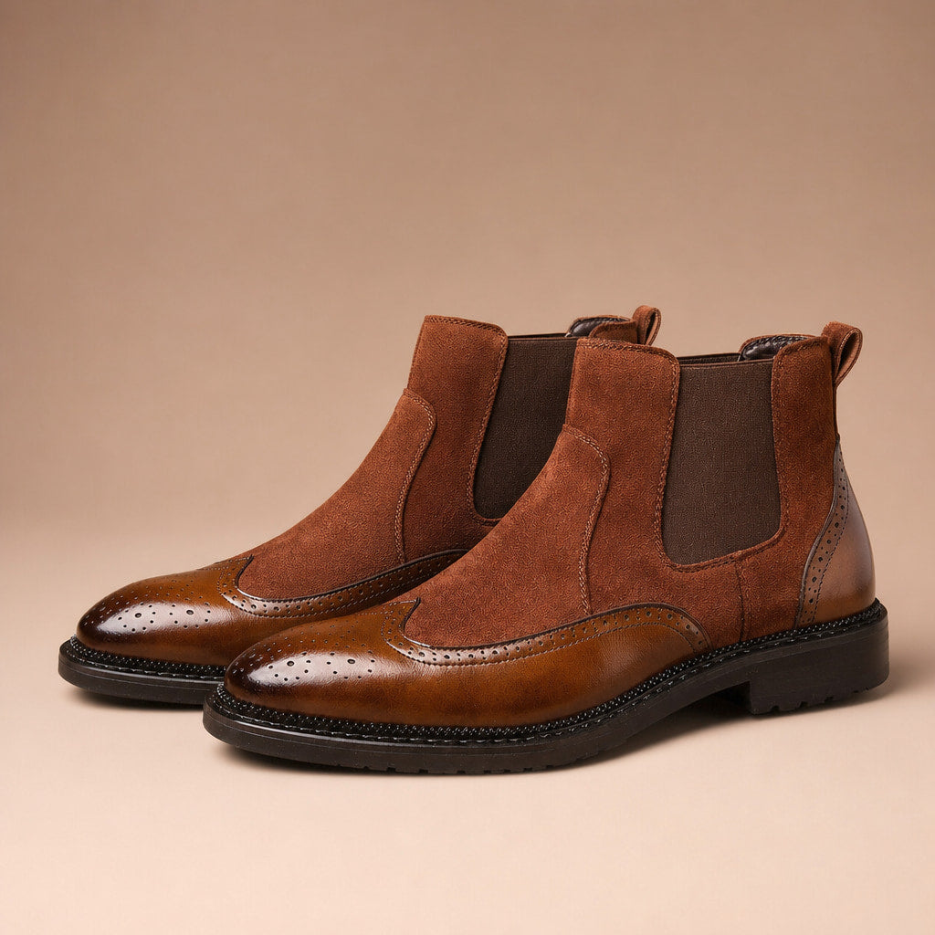 Chukka Boots Leather Cushioned Sole in Cognac Brown – Tarlano Premium Menswear